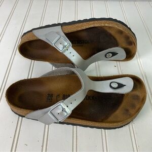 Birkenstock Sandals Women's Size L7 Gizeh Thong Silver